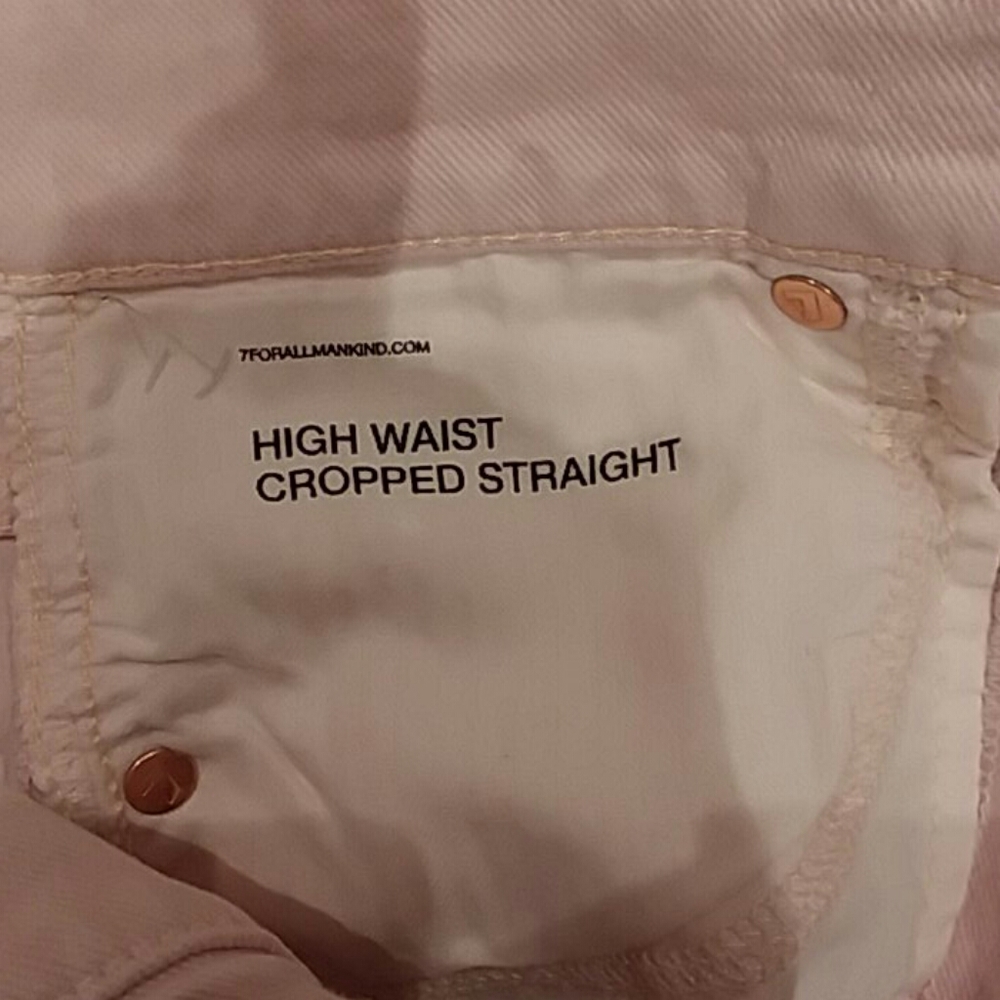 7FAM jeans high rise cropped Straight pink 26W/23Ins nwot - Picture 4 of 5